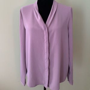 The Limited V Neck Long Sleeve Blouse in Mauve size Medium